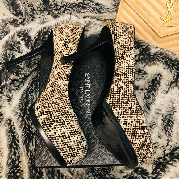 YSL Yves Saint Laurent Tribtoo Platform 105 Pumps Heels black & cream 38.5 au 8 - Picture 15 of 15
